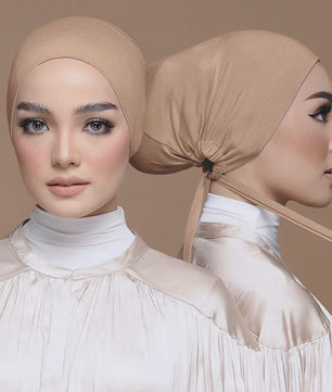 Zachte Modal Binnen Hijab Cap met Strik - Islamitische Turban Hoofddoek