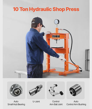 Hydraulische Werkplaatspers 10 Ton - H-Frame met Verstelbare Persplaat