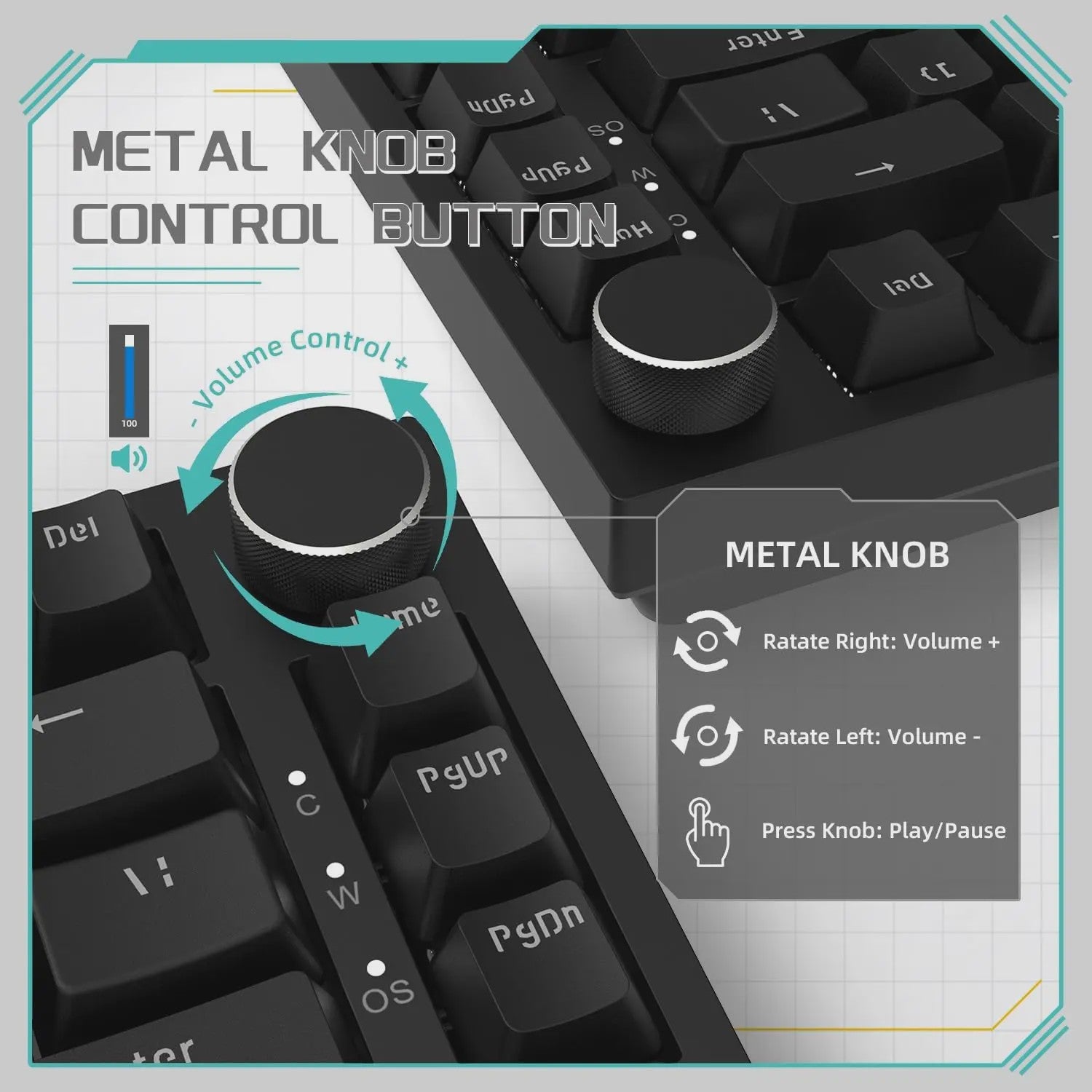 AJAZZ AK820 Mechanisch Gaming Toetsenbord 75% Layout met Volumeknop & RGB