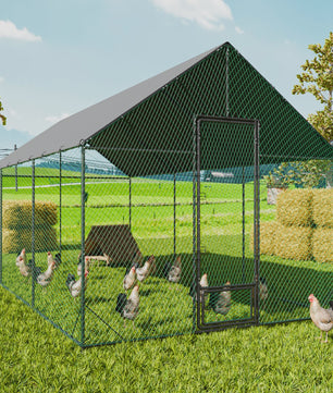 Ruime Metalen Kippenren met Dak - Weerbestendig en Roofdierproof