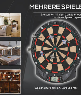 Elektronisch Dartbord met Automatische Score - 26 Spellen, 8 Spelers, Inclusief 6 Darts