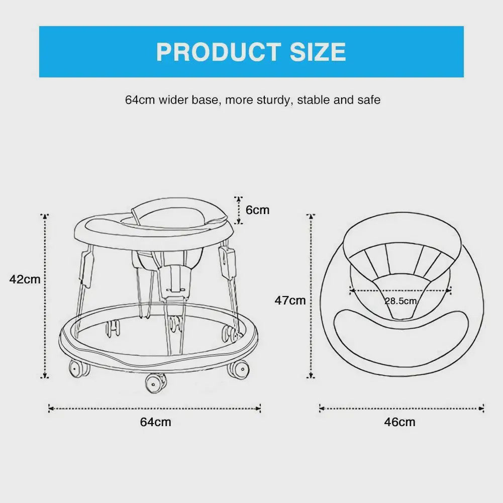 Verstelbare Baby Loopwagen met Afneembare Tray - Veilig en Opvouwbaar voor Kinderen 6-18 Maanden