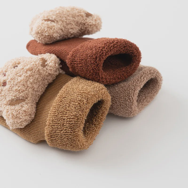 Schattige Babysokjes met Beer - Zacht Katoen, Anti-slip & Warm voor Jongens en Meisjes