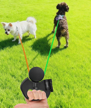 Dubbele Intrekbare Hondentuig 3M met LED en Afvalzakhouder - Voorkom Verstrengeling