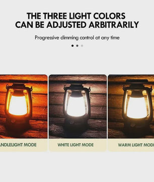 Retro Camping Lantaarn met Sfeerverlichting - Oplaadbaar & Dimbaar