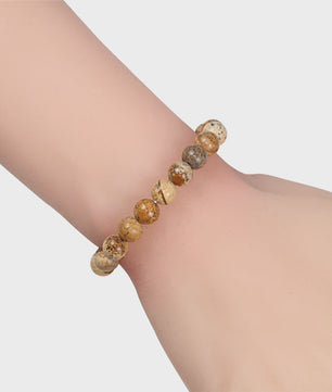 Elastische Charm Armband met Natuursteen Kralen: Lavasteen & Tijgeroog (6/8/10mm) - Voor Dames en Heren