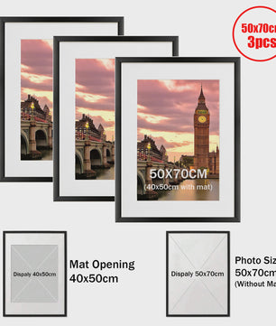 Moderne Zwarte Aluminium Fotolijst 40x50cm - Stijlvol Ophangen Verticaal/Horizontaal