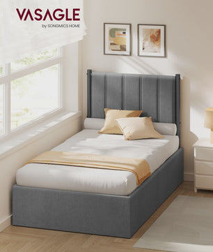 VASAGLE Bedframe met Opbergruimte en Hoofdbord - 90x200 cm - Grijs