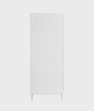 Smalle Schoenenkast met 3 Klepkasten en 6 Legplanken - Wit