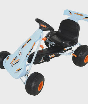 Traptractor Go-Kart Lichtblauw met Handrem en Verstelbare Zitting - Vanaf 3 Jaar