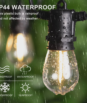 50FT Slinger LED Verlichting Buiten - Dimbare, Kopppelbare en Onbreekbare Tuinlampen