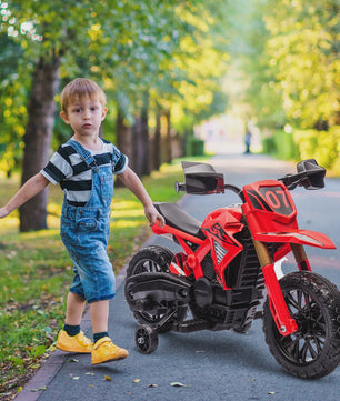 Elektrische Kinder Crossmotor 6V - Met 2 Motoren, Claxon en Zijwieltjes - Leeftijd 3-8 Jaar