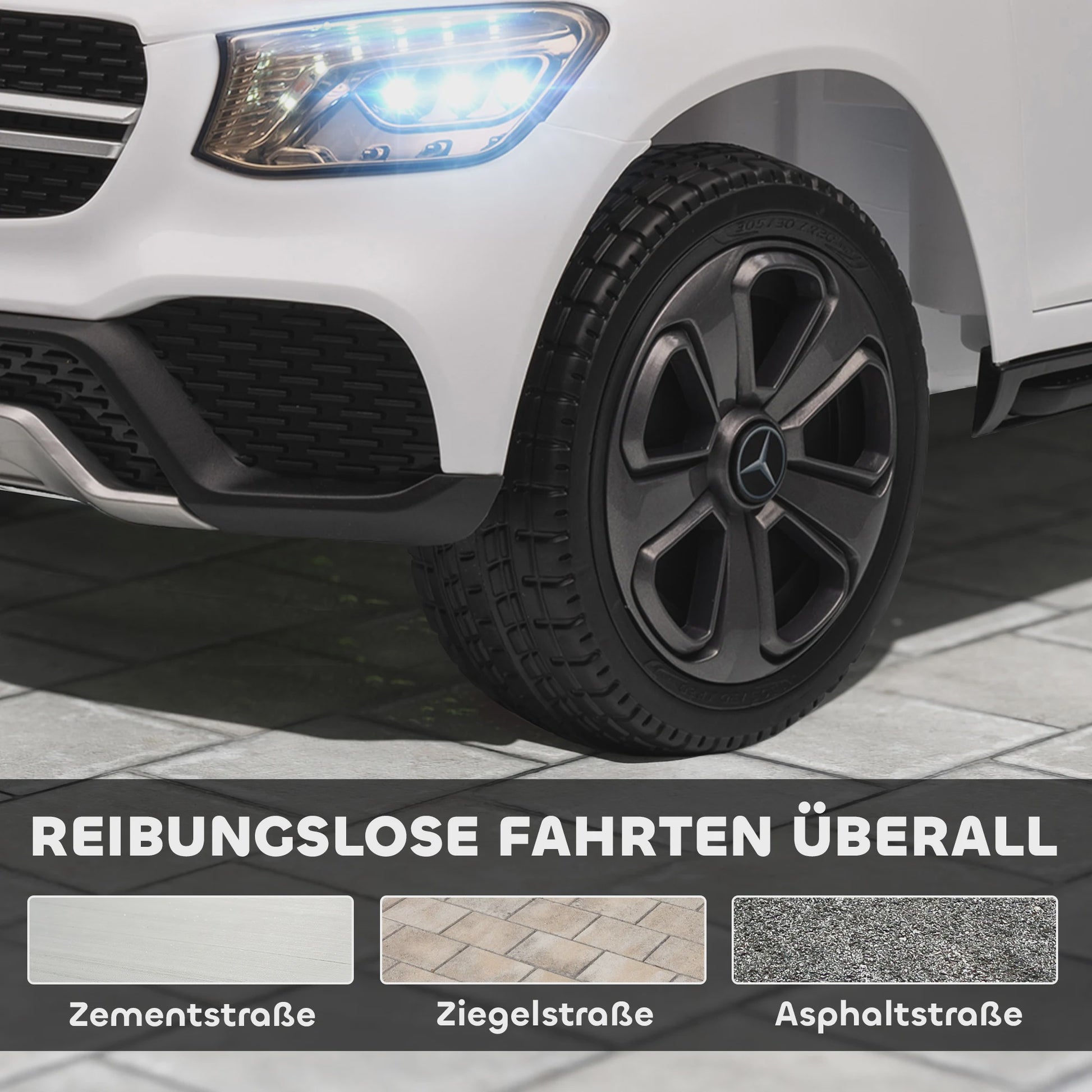 Elektrische Kinderauto 12V met Afstandsbediening, LED, Muziek & 3 Snelheden - Wit