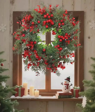 Kunstkerstkrans Rode Bessen 35cm - Sfeervolle Winter en Kerstdecoratie