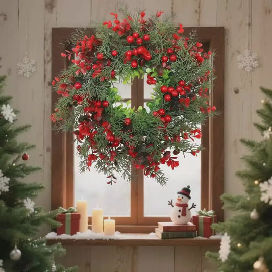 Kunstkerstkrans Rode Bessen 35cm - Sfeervolle Winter en Kerstdecoratie