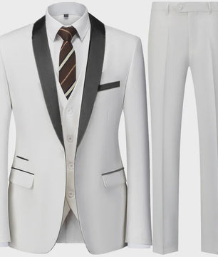Stijlvolle Zwarte Heren 3-Delige Blazer Set: Kostuum met Pantalon & Vest - Slim Fit voor Bruiloft & Feest
