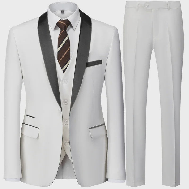 Stijlvolle Zwarte Heren 3-Delige Blazer Set: Kostuum met Pantalon & Vest - Slim Fit voor Bruiloft & Feest