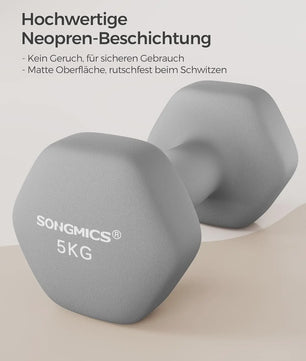 SONGMICS Dumbbell Set 2x5 kg - Hexagon Vorm met Neopreen Coating
