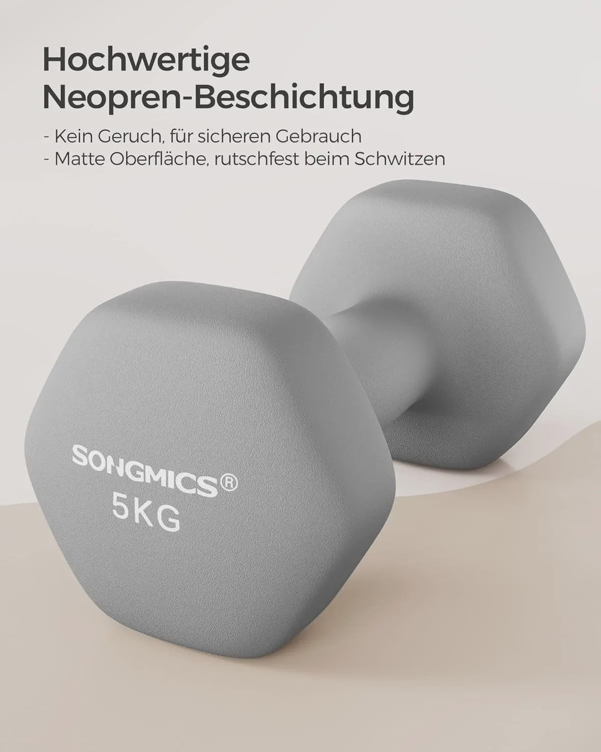 SONGMICS Dumbbell Set 2x5 kg - Hexagon Vorm met Neopreen Coating