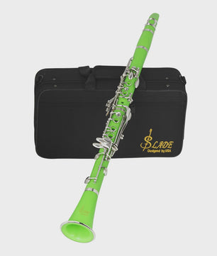 Groene Bb Klarinet 17 Toetsen - ABS Hars Houtblaasinstrument met Koffer & Rietjes