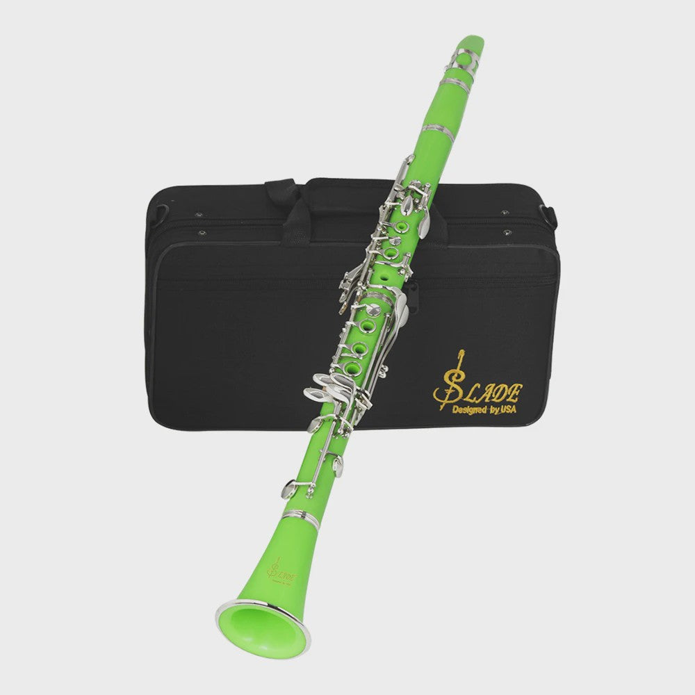 Groene Bb Klarinet 17 Toetsen - ABS Hars Houtblaasinstrument met Koffer & Rietjes
