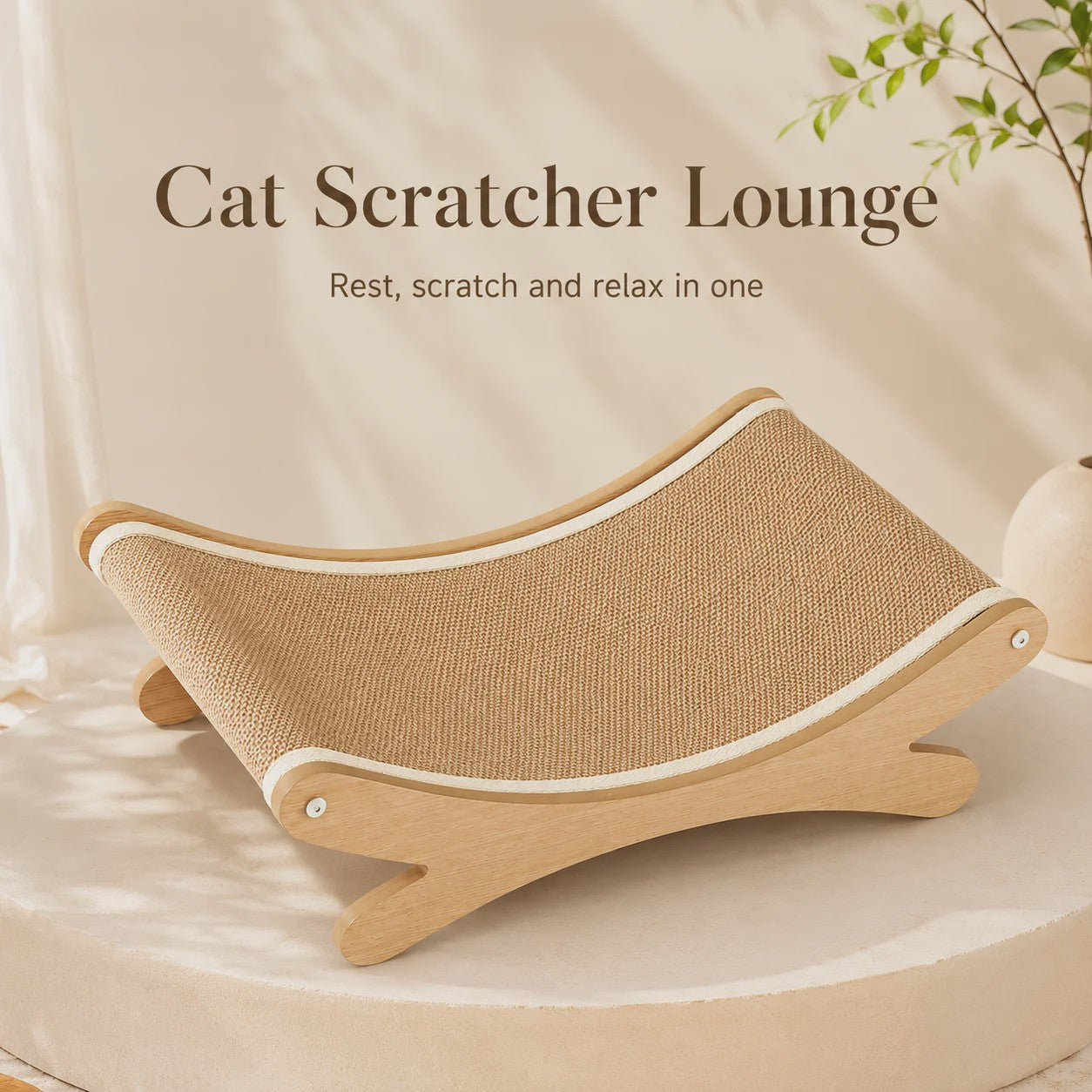 Houten Kattenkrabmeubel met Sisal Hangmat - Rust en Krabplezier