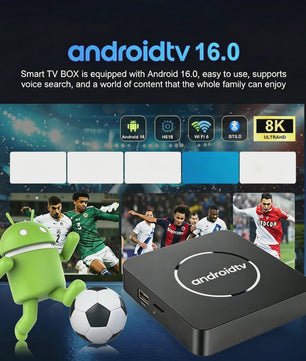 Android TV Box Q10: 8K Ultra HD Media Player met Dual Band WiFi & Google Voice Assistant
