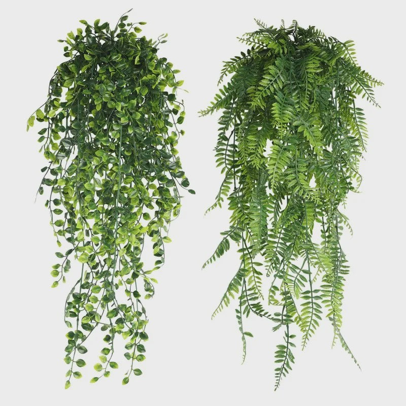 Hangplant Kunstplant Varenbladeren & Klimop - Decoratie voor Huis, Kamer, Balkon & Feest