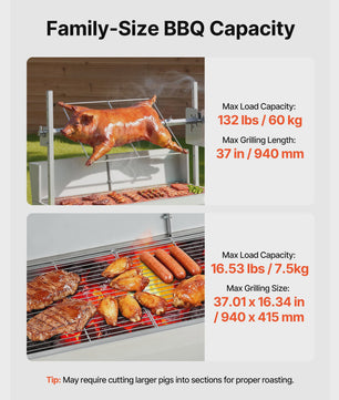 Professionele Rotisserie BBQ Spit Roaster voor Varken & Lam - 60kg capaciteit
