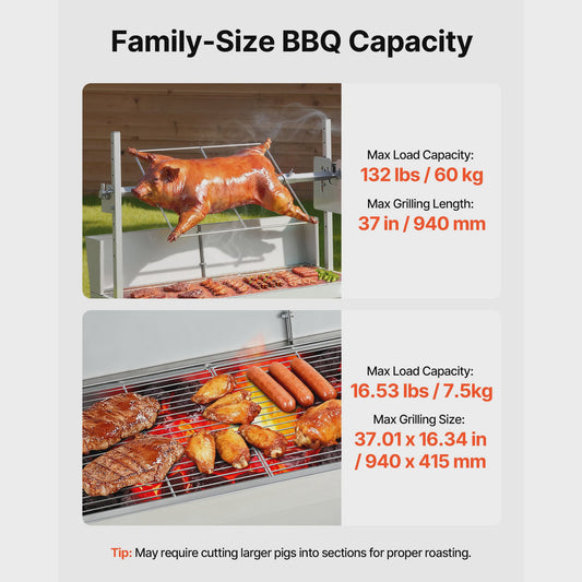 Professionele Rotisserie BBQ Spit Roaster voor Varken & Lam - 60kg capaciteit