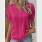 Zomerse Dames Blouse met V-hals en Kantdetails - Korte Mouwen
