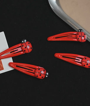 4x Schattige Rode Lieveheersbeestje Haarclips voor Kinderen - Leuke Snap Speldjes