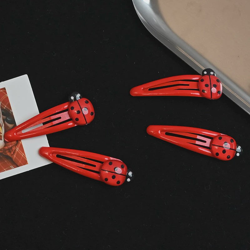 4x Schattige Rode Lieveheersbeestje Haarclips voor Kinderen - Leuke Snap Speldjes