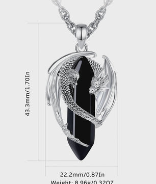 Obsidiaan Draak Ketting - Vintage Kristal Hanger met Spirituele Kracht voor Mannen en Vrouwen