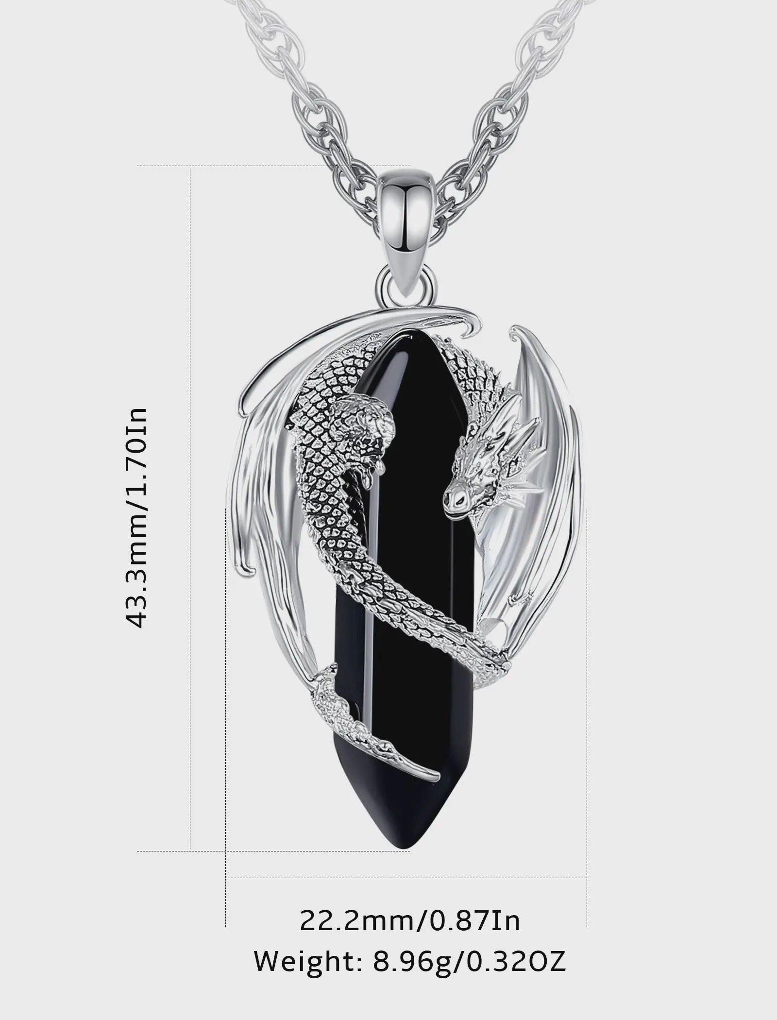 Obsidiaan Draak Ketting - Vintage Kristal Hanger met Spirituele Kracht voor Mannen en Vrouwen