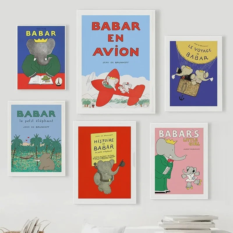 Babar Poster Canvas - Sprookjes Kunst voor Kinderkamer & Babykamer Decoratie