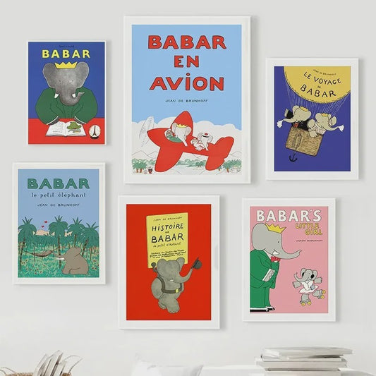 Babar Poster Canvas - Sprookjes Kunst voor Kinderkamer & Babykamer Decoratie