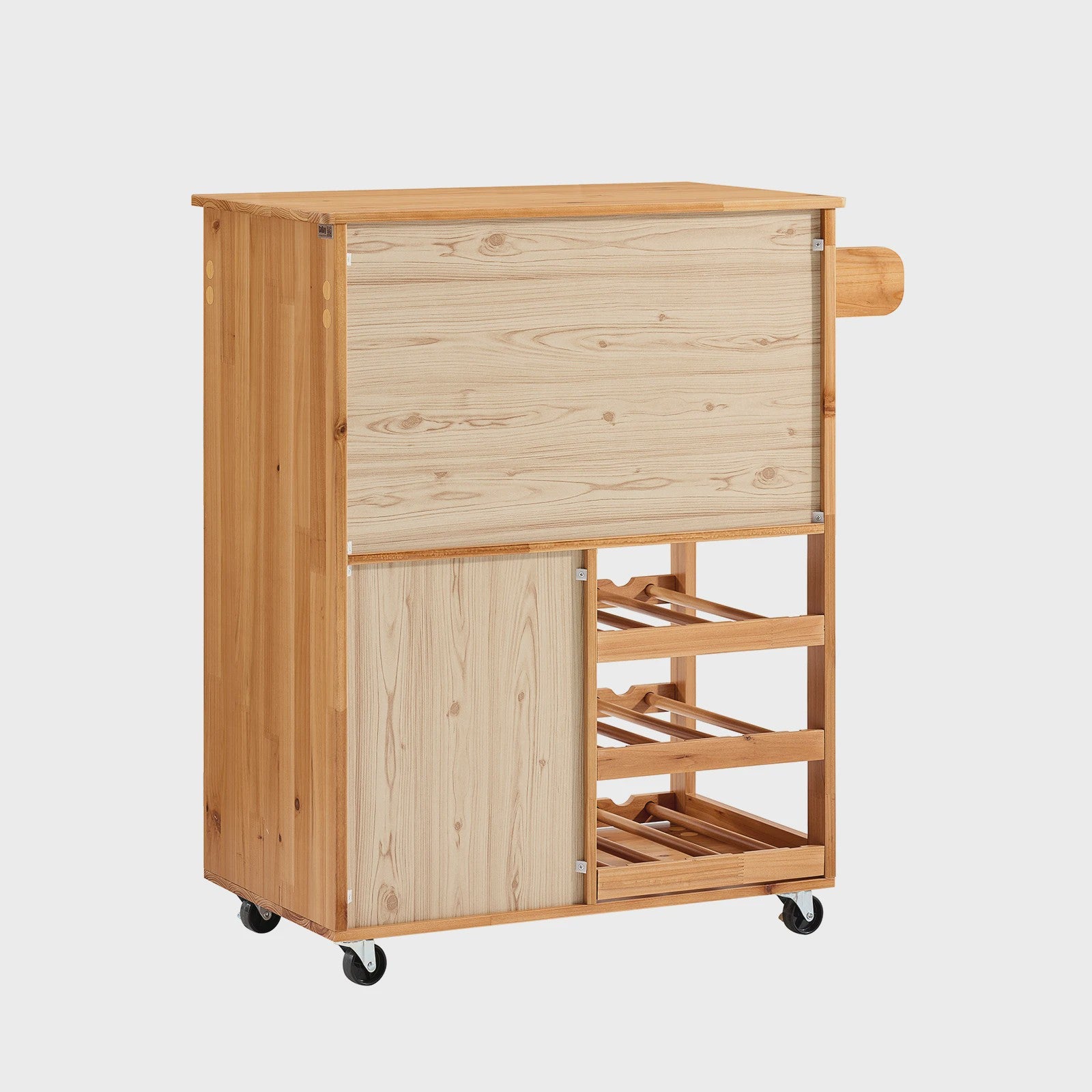 SoBuy FKW45 Keukentrolley met Werkblad - Massief Hout, Serveerwagen met Wielen - 75x86x38cm