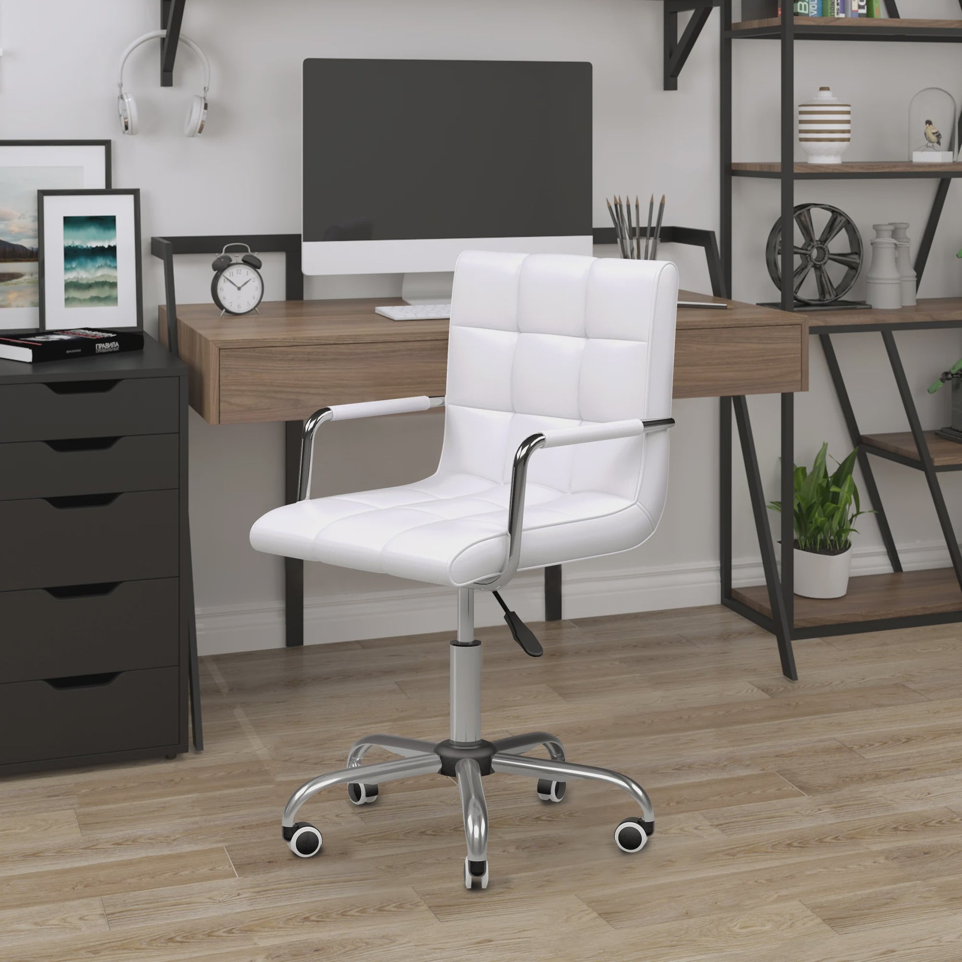 HOMCOM desk Chair armchair manager pivoting height adjustable white padding synthetic coating