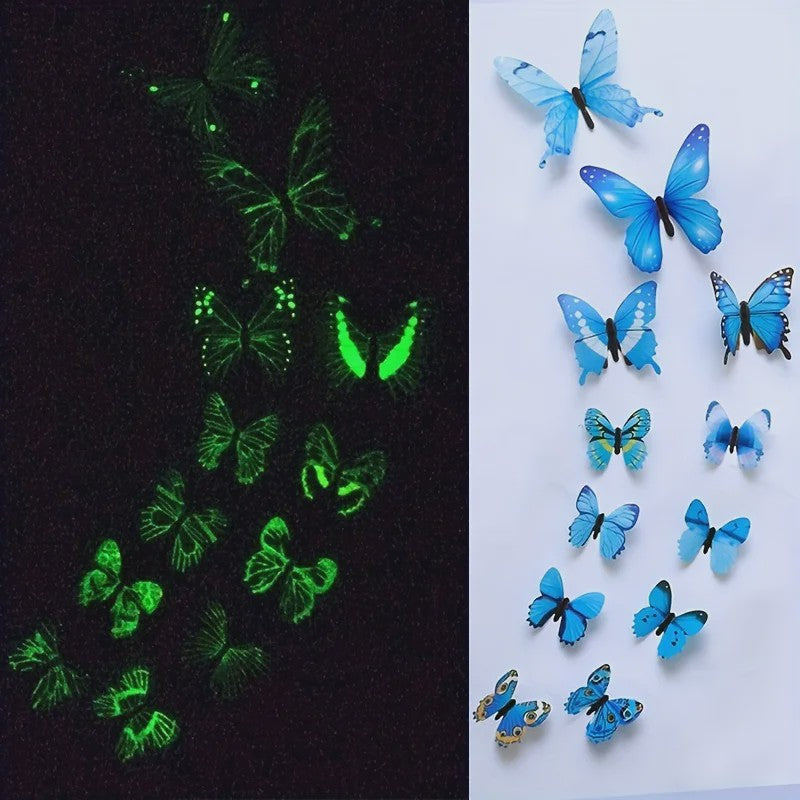 12x 3D Lichtgevende Vlinder Muurstickers - Decoratie voor Huis & Feest