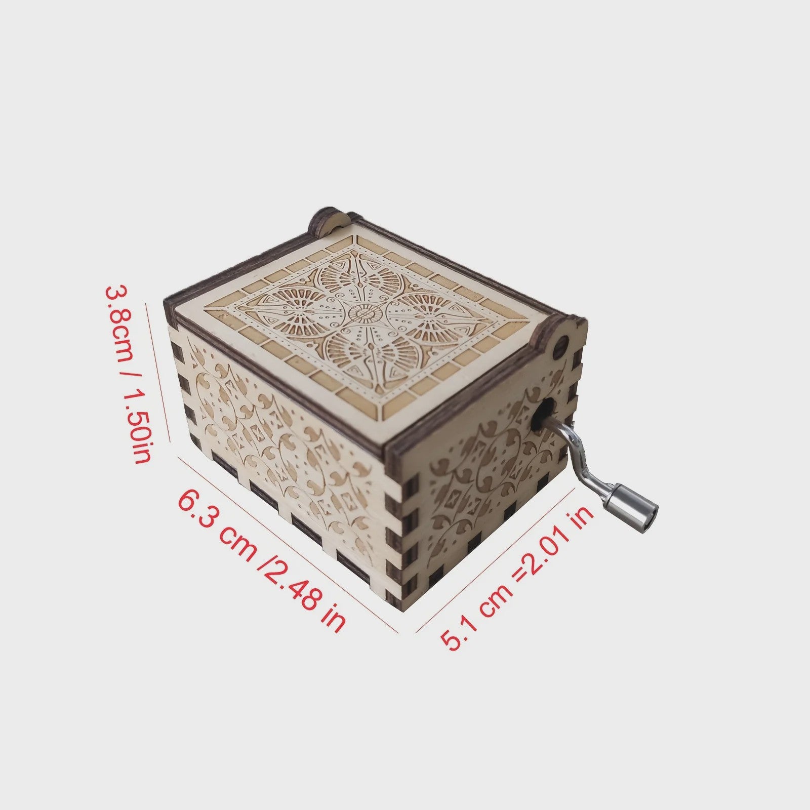 Houten Muziekdoos met Antiek Carved Design - Hand Cranked Melodie voor Cadeau & Decoratie