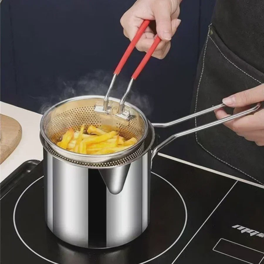 Roestvrijstalen Frituurpan met Filterzeef - Ideaal voor Frietjes en Kipvleugels