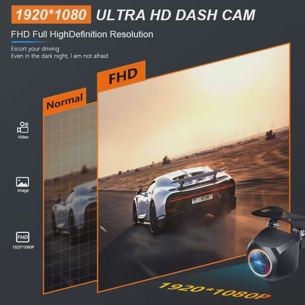 Full HD 1920x1080P Auto Camera met 200° Fisheye Lens, HDR & Nachtzicht - Voor- en Achteruitrijcamera