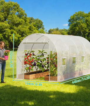 Grote Stevige Tunnelkas met 8 Ramen en Verzinkt Stalen Frame - Ideaal voor Tuinplanten