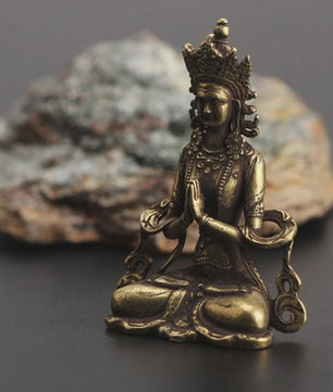 Retro Messing Boeddha Beeldje - Handgemaakt Zen Meditatie Decoratie