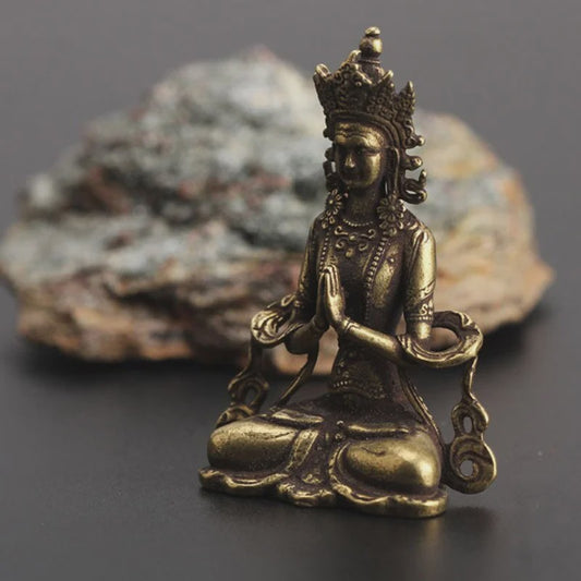 Retro Messing Boeddha Beeldje - Handgemaakt Zen Meditatie Decoratie