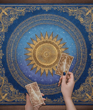 Barokke Gouden Zon Mandala Tarotkleed - Art Nouveau Design voor Rituelen & Decoratie