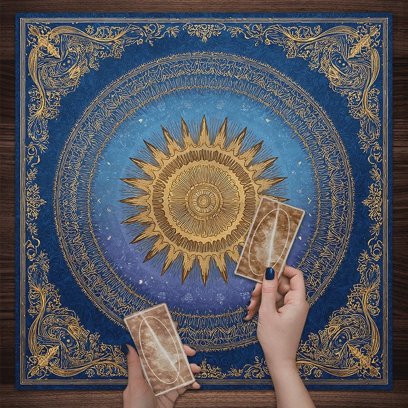 Barokke Gouden Zon Mandala Tarotkleed - Art Nouveau Design voor Rituelen & Decoratie