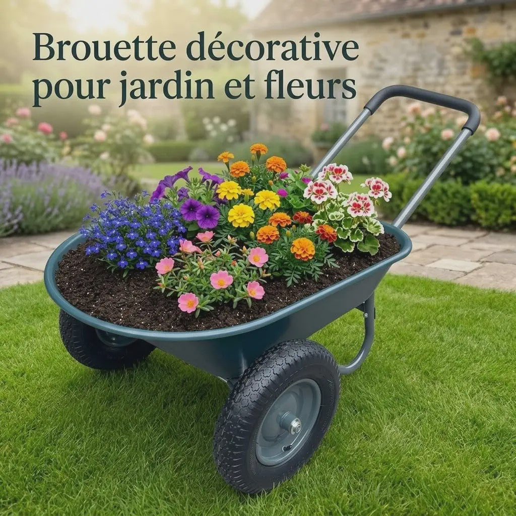 Stevige 2-wiel kruiwagen voor tuin en buiten – 120 kg capaciteit, ijzeren bak & kunststof