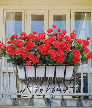 Kunst Azalea Struik Rood - UV-bestendig, Decoratieve Nepbloemen voor Buiten en Binnen